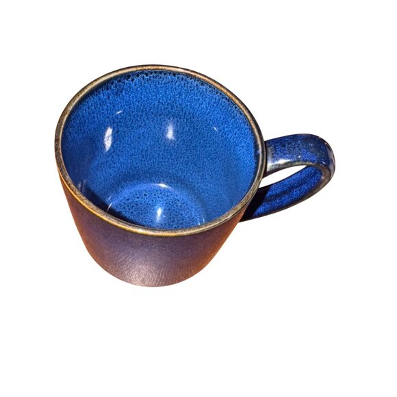 Vintage Blue Glazed Ceramic Mug By Rhiems OVERSIZE With Gold Rim & Handle - Picture 2 of 5